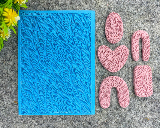 Waves Texture mat for polymer clay, Polymer Clay Rubber Texture mat, Texture Tile mats, Rubber Texture Sheet #558