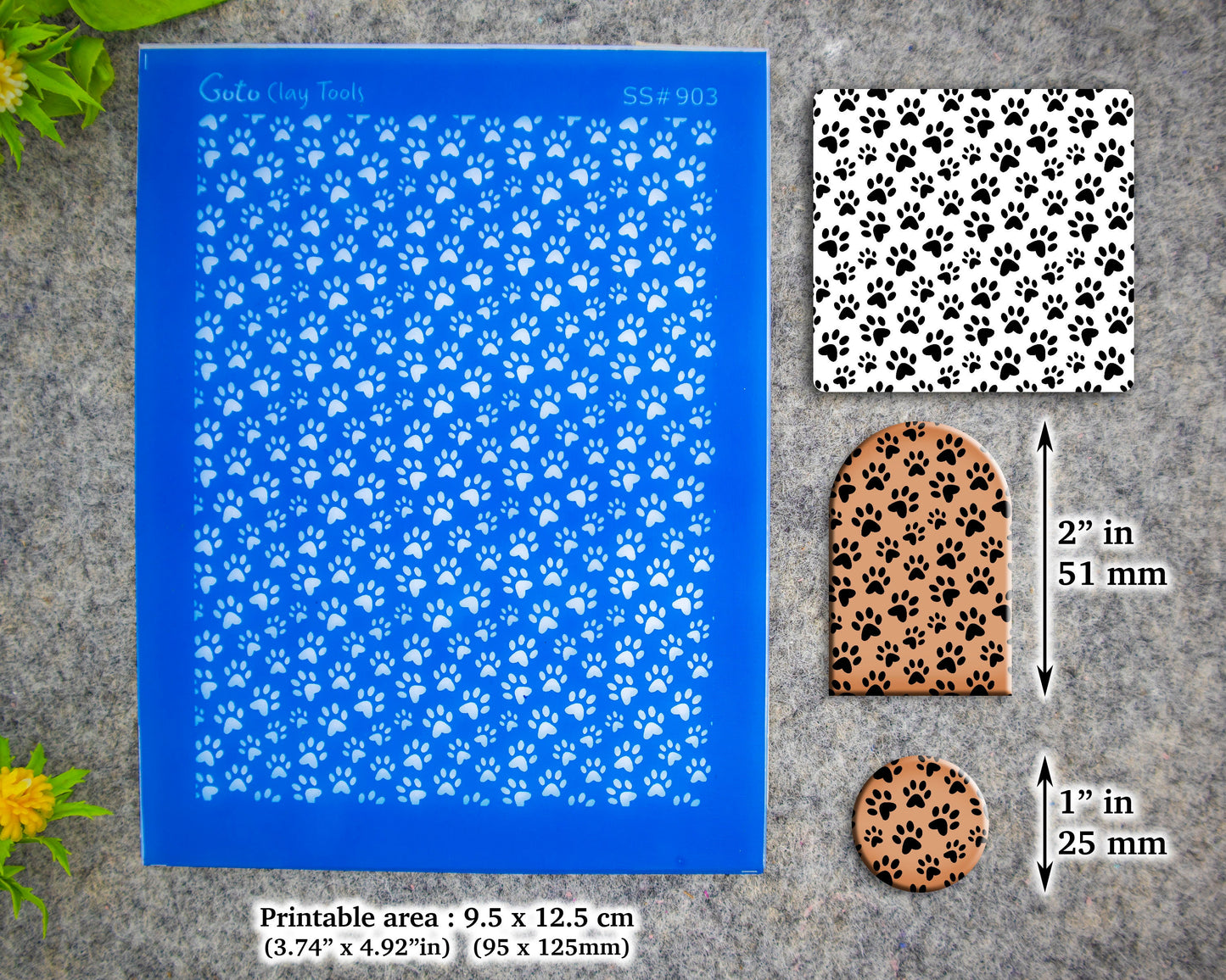 Cat paws Silkscreen for Polymer Clay Earring making, Clay Stencils, Clay Earring Silkscreen, Polymer Clay Supplies SS#903