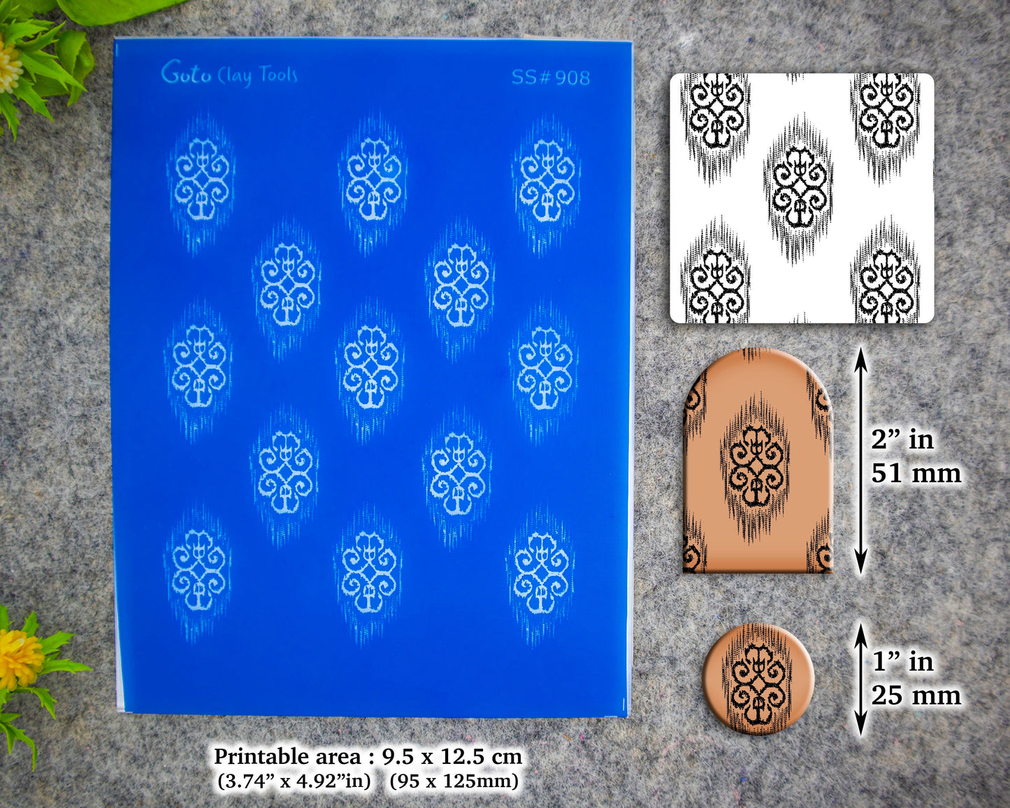 Ikat Silkscreen for Polymer Clay Earring making, Clay Stencils, Clay Earring Silkscreen, Polymer Clay Supplies SS#908