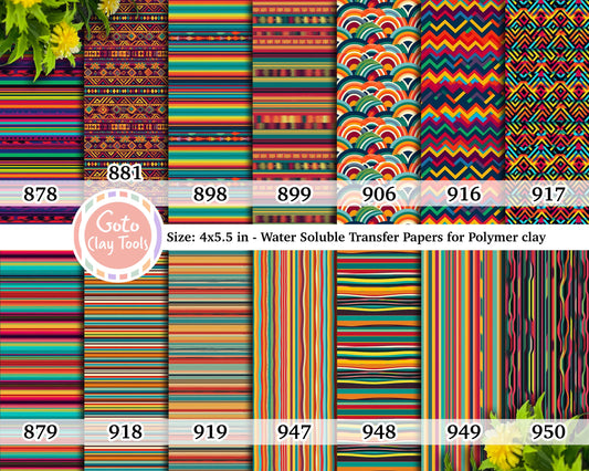 Transfer paper for polymer clay, Mexican Stripes patterns, Clay transfer sheets polymer mexican, Clay Transfer sheets, Clay Transfer Sheets