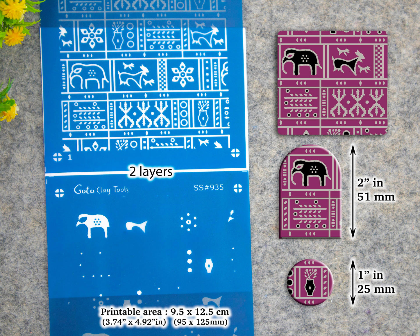 2 layers Indian style Silkscreen for Polymer Clay Earring making, Clay Stencils, Clay Earring Silkscreen, Polymer Clay Supplies SS#935