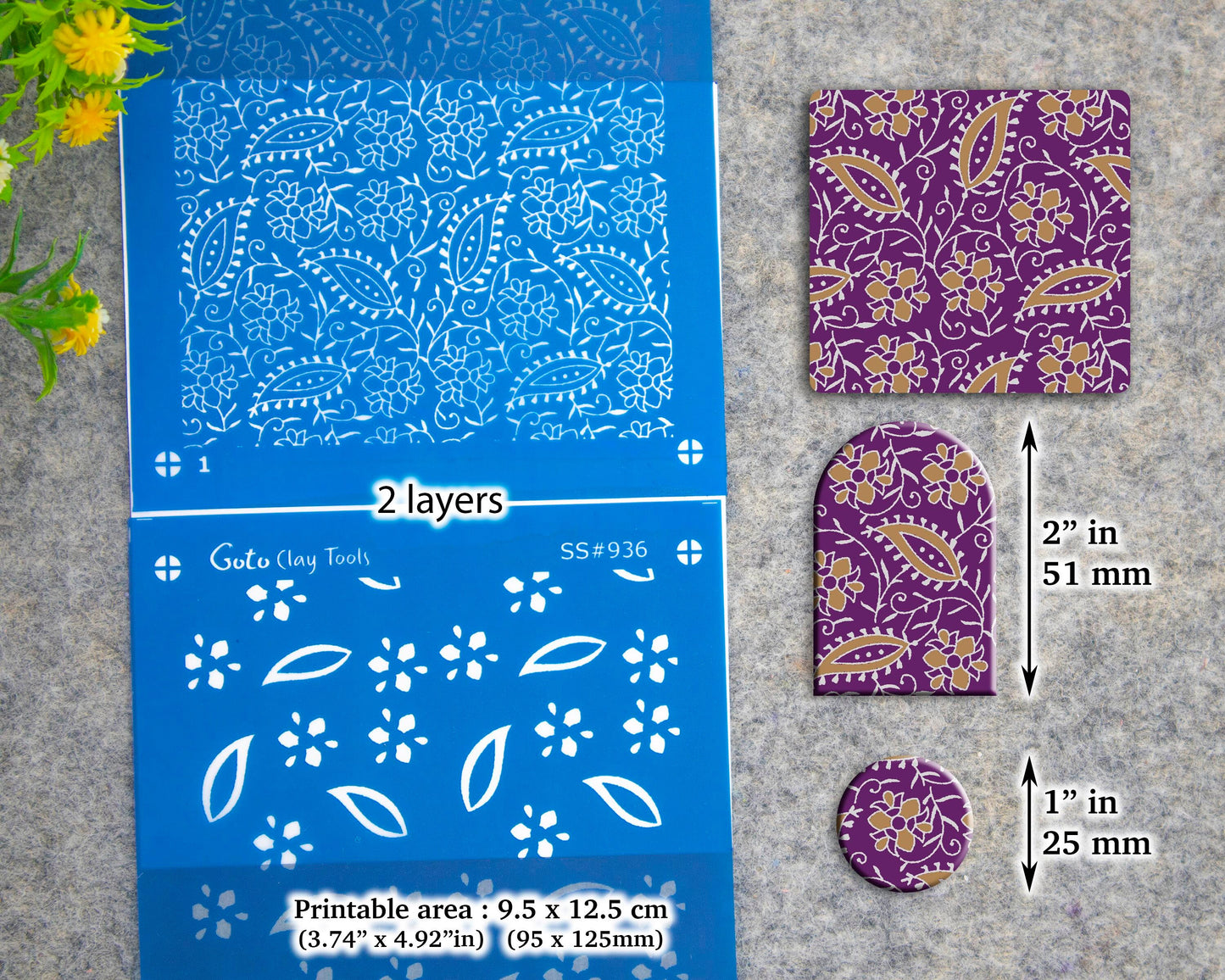 2 layers Indian style Silkscreen for Polymer Clay Earring making, Clay Stencils, Clay Earring Silkscreen, Polymer Clay Supplies SS#936