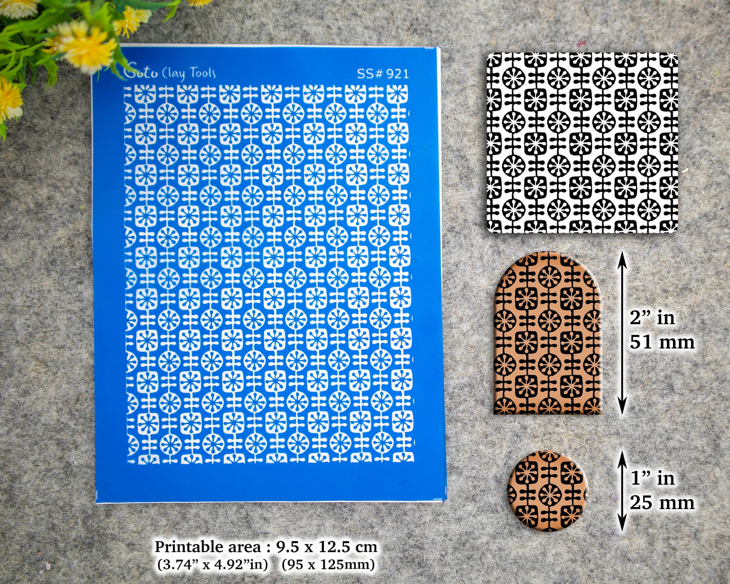 Indian style Silkscreen for Polymer Clay Earring making, Clay Stencils, Clay Earring Silkscreen, Polymer Clay Supplies SS#921