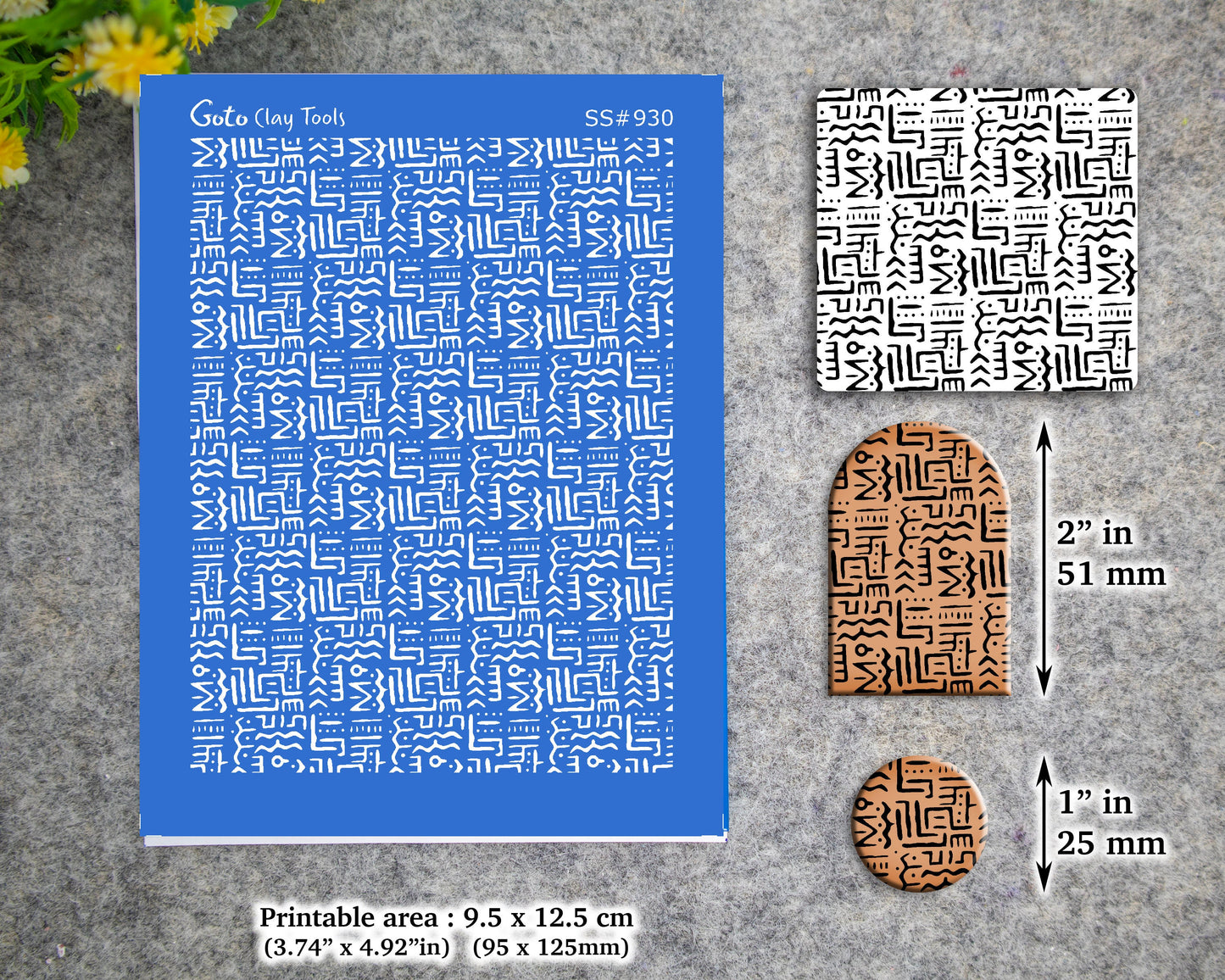 Tribal Indian style Silkscreen for Polymer Clay Earring making, Clay Stencils, Clay Earring Silkscreen, Polymer Clay Supplies SS#930