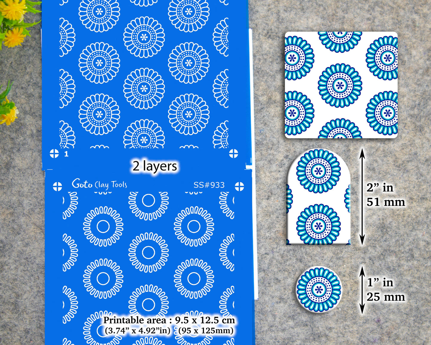 2 layers Indian Silkscreen for Polymer Clay Earring making, Clay Stencils, Clay Earring Silkscreen SS#933