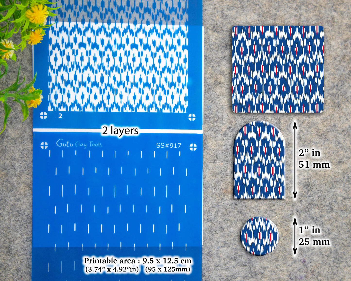 2 layers Indian style Silkscreen for Polymer Clay Earring making, Clay Stencils, Clay Earring Silkscreen, Polymer Clay Supplies SS#917