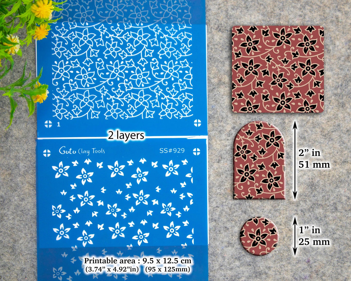 2 layers Indian style Silkscreen for Polymer Clay Earring making, Clay Stencils, Clay Earring Silkscreen, Polymer Clay Supplies SS#929