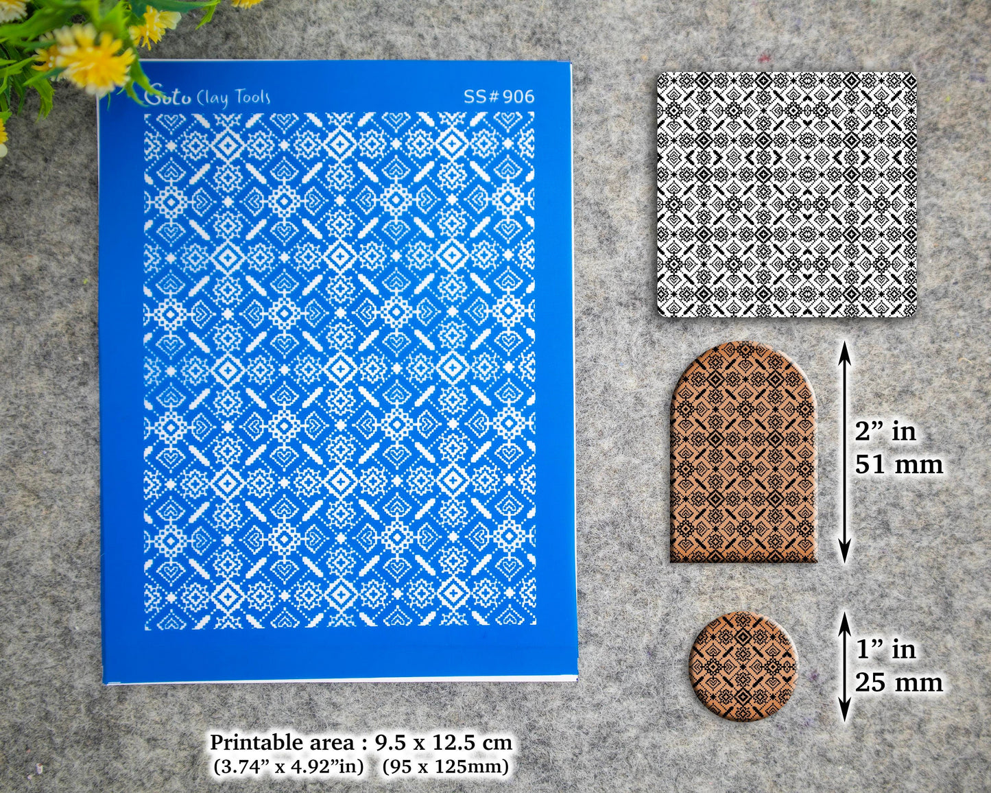 Indian style Silkscreen for Polymer Clay Earring making, Clay Stencils, Clay Earring Silkscreen, Polymer Clay Supplies SS#906