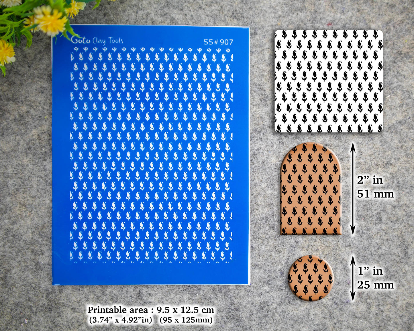 Indian style Silkscreen for Polymer Clay Earring making, Clay Stencils, Clay Earring Silkscreen, Polymer Clay Supplies SS#907
