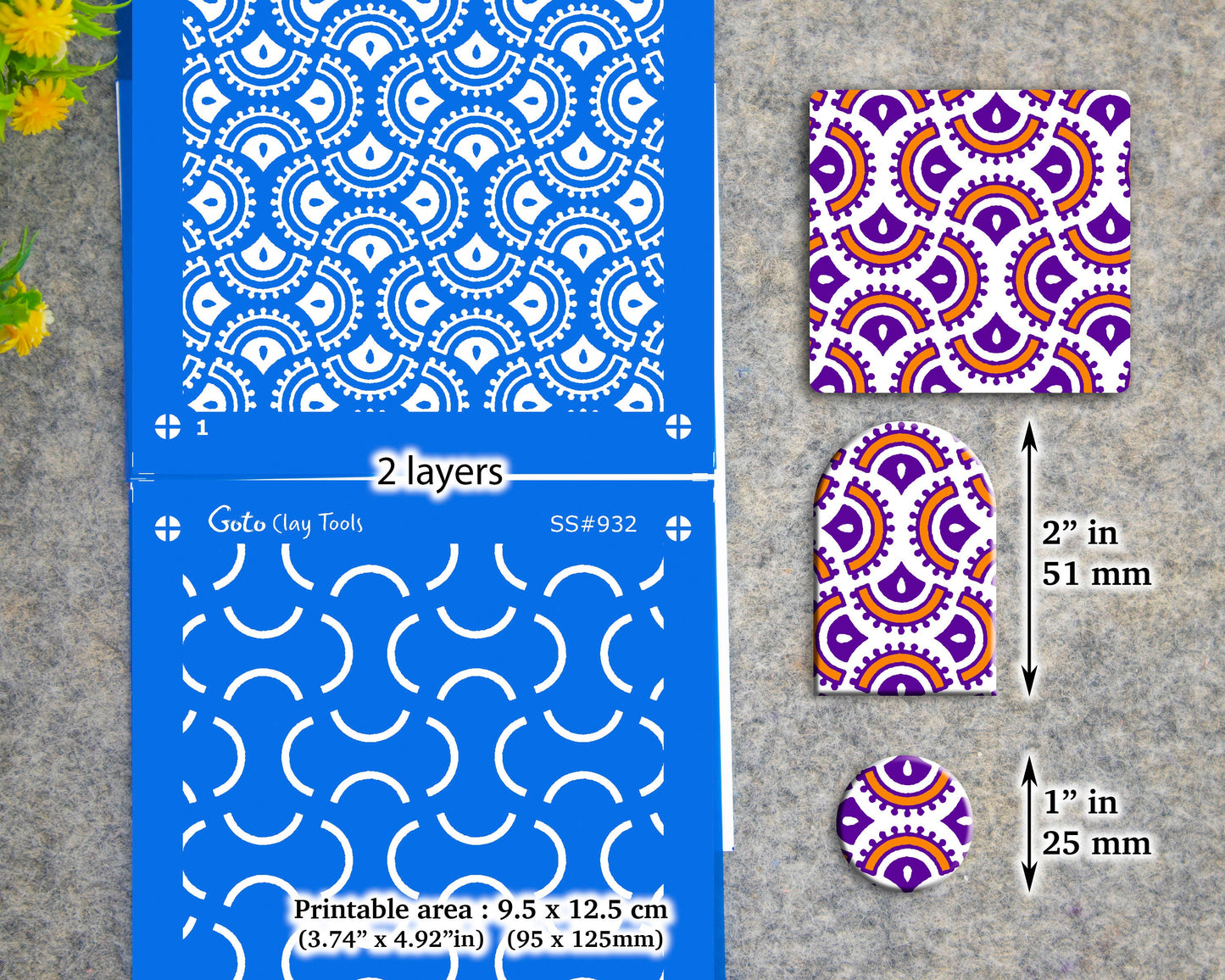 2 layers Indian Silkscreen for Polymer Clay Earring making, Clay Stencils, Clay Earring Silkscreen SS#932