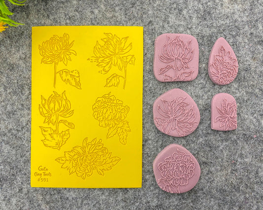 Flower Texture mat for polymer clay, Polymer Clay Rubber Texture mat, Texture Tile mats, Rubber Texture Sheet #591