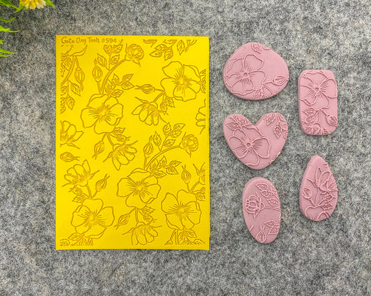 Floral Texture mat for polymer clay, Polymer Clay Rubber Texture mat, Texture Tile mats, Rubber Texture Sheet #594