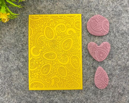 Doodle Texture mat for polymer clay, Polymer Clay Rubber Texture mat, Texture Tile mats, Rubber Texture Sheet #581