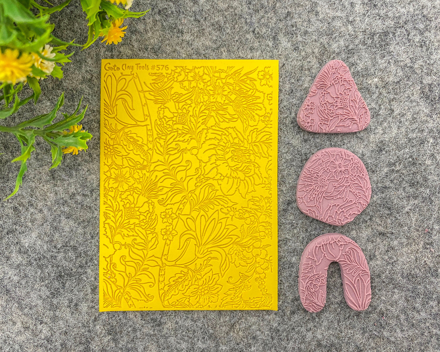 FLORAL Texture mat for polymer clay, Polymer Clay Rubber Texture mat, Texture Tile mats, Rubber Texture Sheet #576