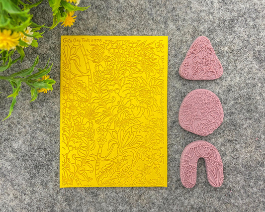 FLORAL Texture mat for polymer clay, Polymer Clay Rubber Texture mat, Texture Tile mats, Rubber Texture Sheet #576