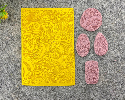 DOODLE Texture mat for polymer clay, Polymer Clay Rubber Texture mat, Texture Tile mats, Rubber Texture Sheet #579