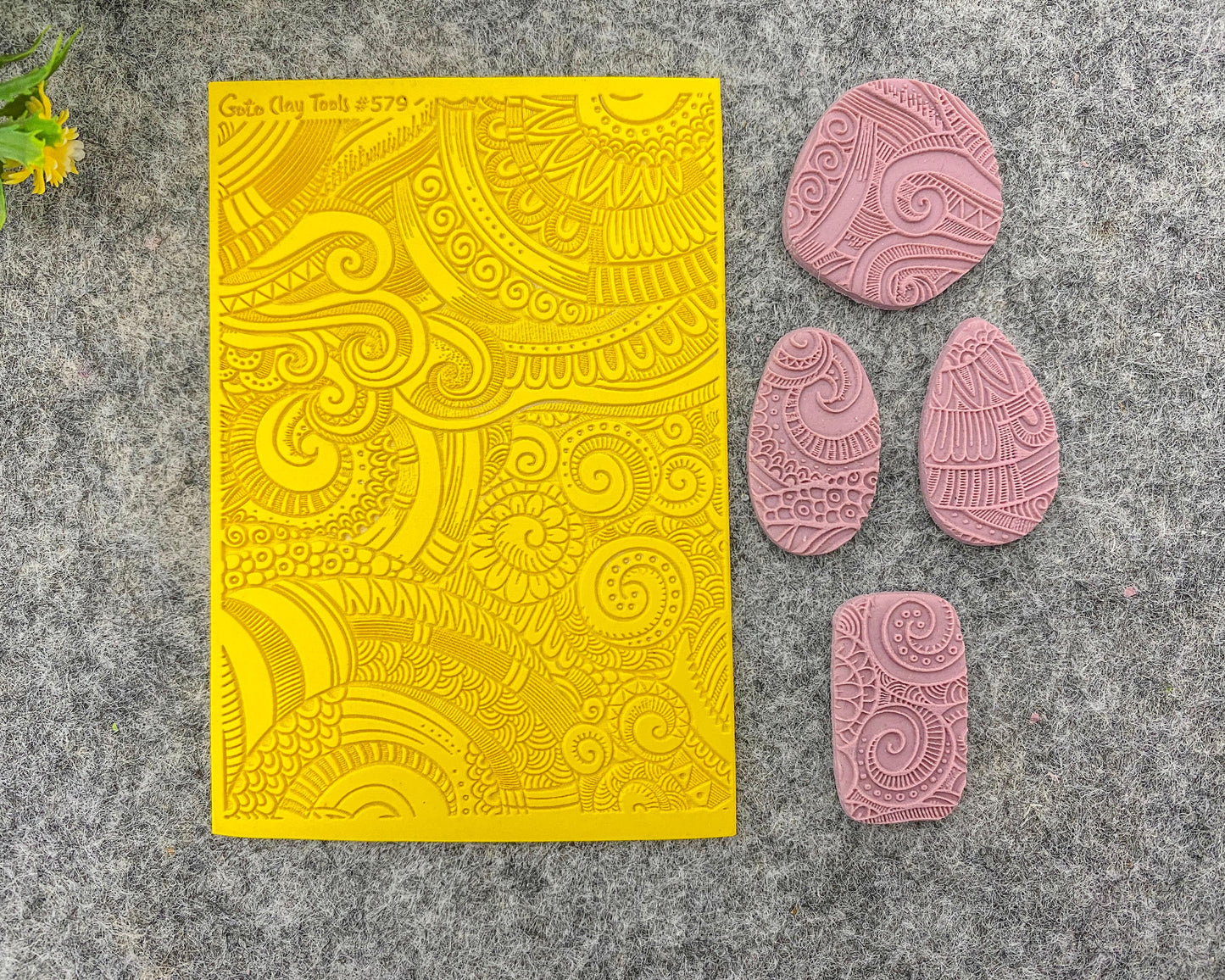 Doodle Rubber Texture Mat for Polymer Clay Jewelry (#579)