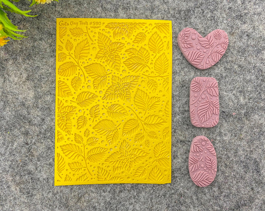 LEAVES Texture mat for polymer clay, Polymer Clay Rubber Texture mat, Texture Tile mats, Rubber Texture Sheet #590