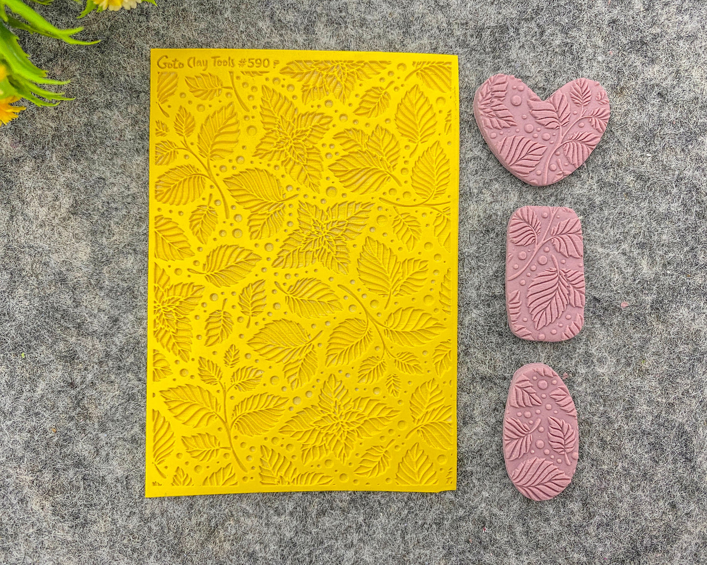 Leaves Texture Mat for Polymer Clay: Rubber Tile, Jewelry Making #590