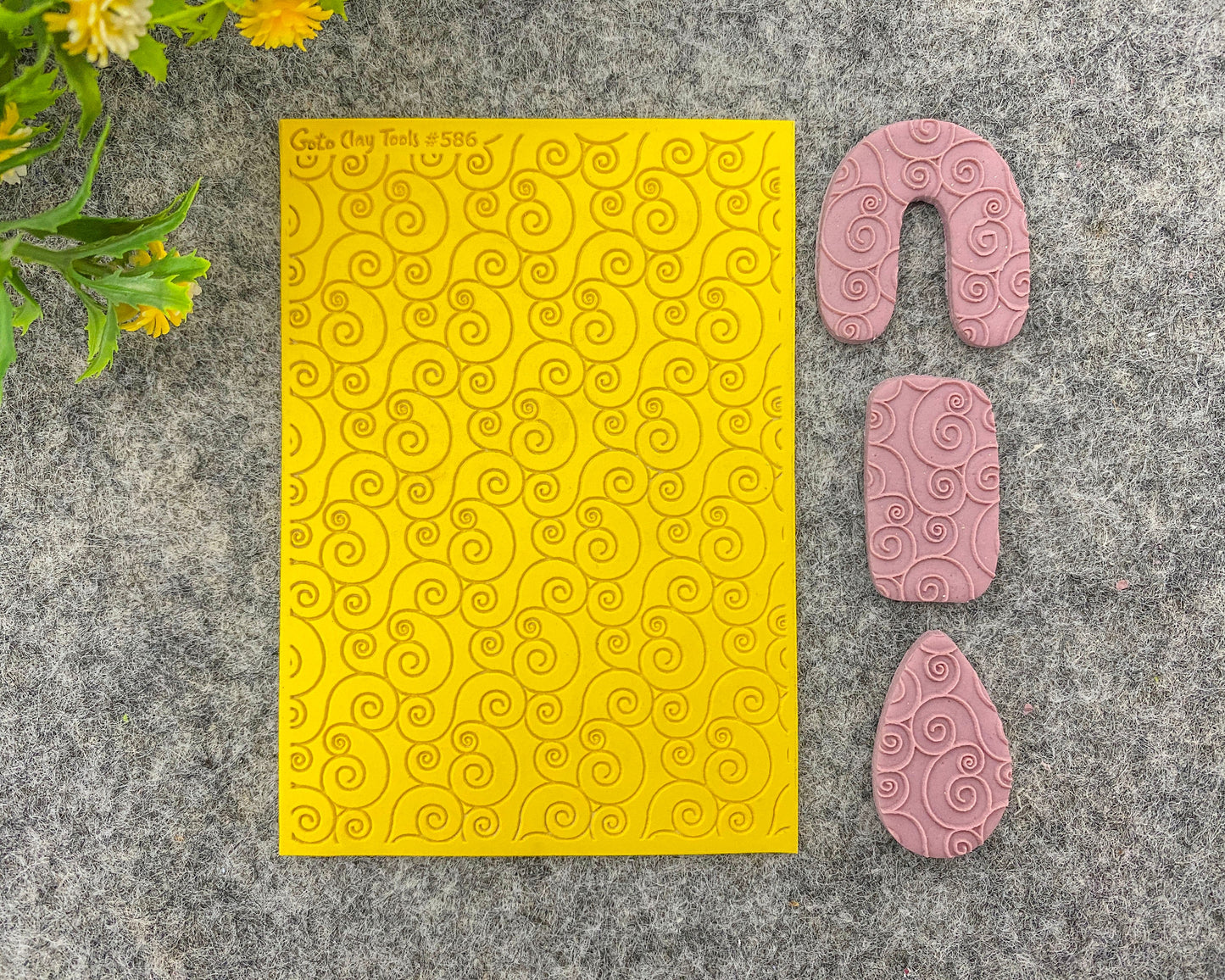 SPIRAL Texture mat for polymer clay, Polymer Clay Rubber Texture mat, Texture Tile mats, Rubber Texture Sheet #586