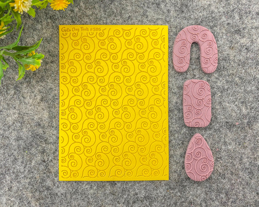 SPIRAL Texture mat for polymer clay, Polymer Clay Rubber Texture mat, Texture Tile mats, Rubber Texture Sheet #586