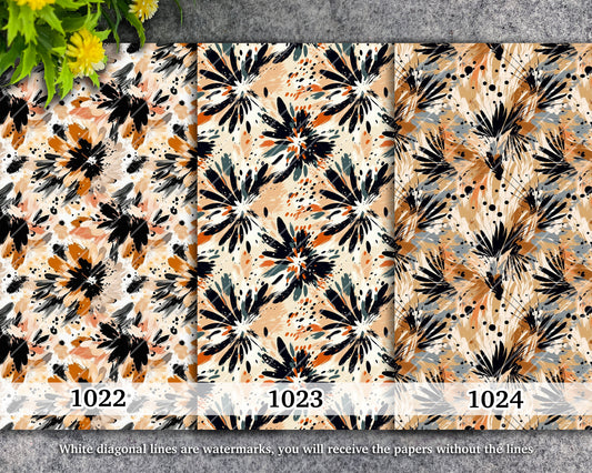 Water soluble Transfer paper for polymer clay, Brown abstract floral pattern, polymer clay image transfers, magic transfer paper