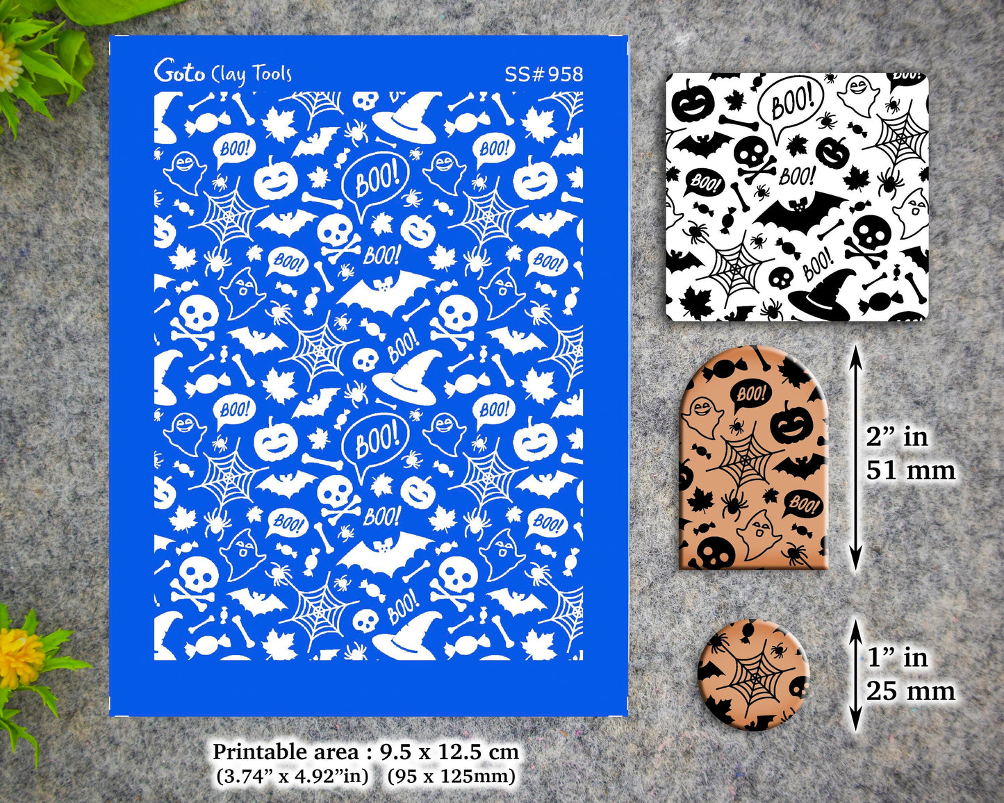 Halloween Silkscreen for Polymer Clay Earring making, Clay Stencils, Clay Earring Silkscreen, Polymer Clay Supplies SS#958