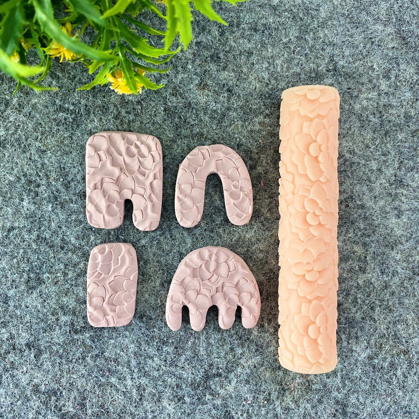 Floral Clay Texture Roller: Resin Polymer Clay Tool #108