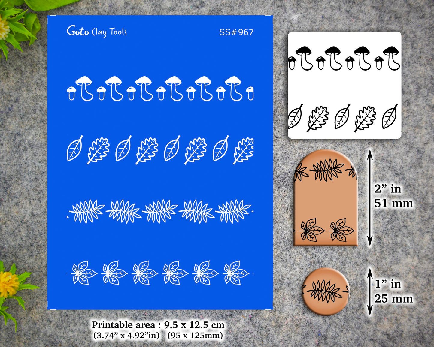 Autumn Border Silkscreen for Polymer Clay Earring making, Clay Stencils, Clay Earring Silkscreen, Polymer Clay Supplies SS#967