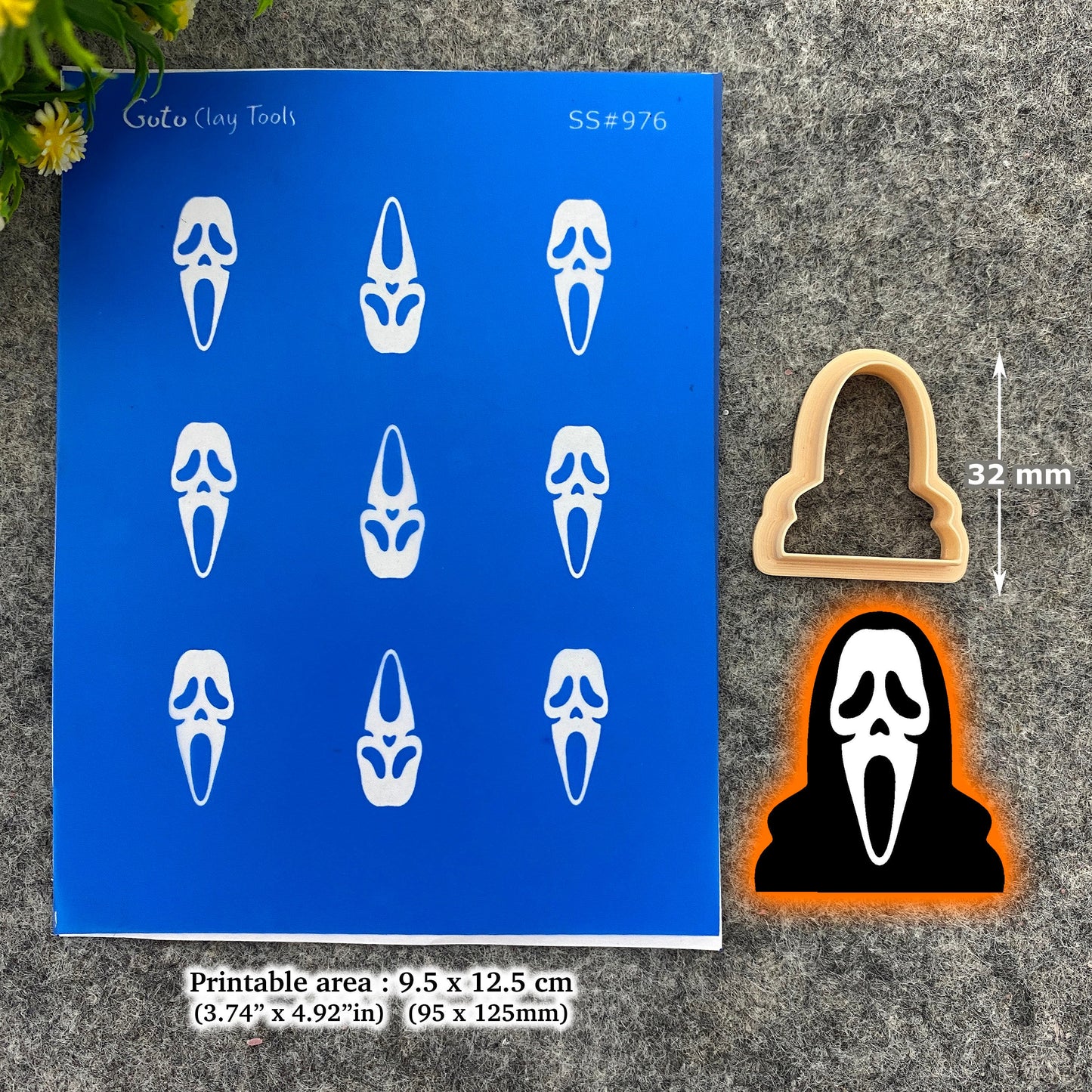 Halloween Ghost face Silkscreen for Polymer Clay Earring making, Clay Stencils, Clay Earring Silkscreen, Polymer Clay Supplies SS#976
