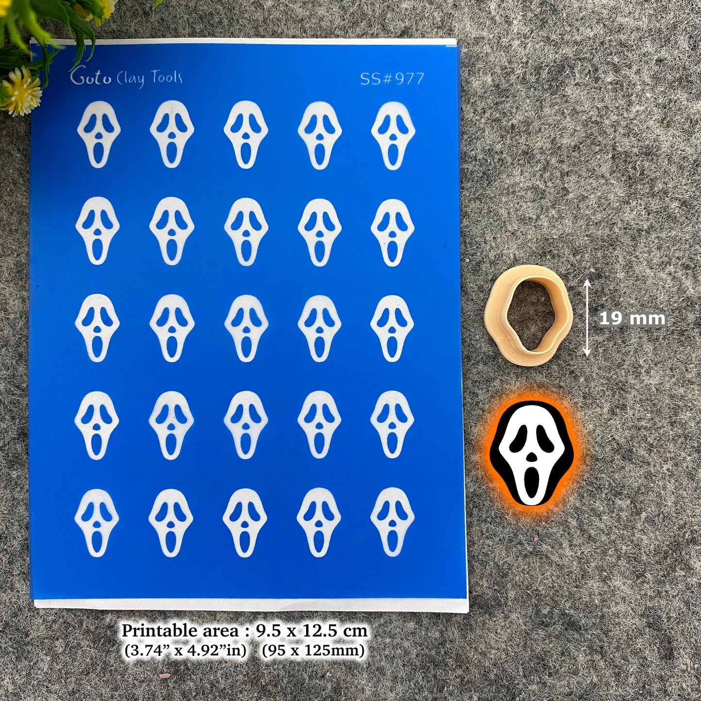 Halloween Ghost face Silkscreen for Polymer Clay Earring making, Clay Stencils, Clay Earring Silkscreen, Polymer Clay Supplies SS#977