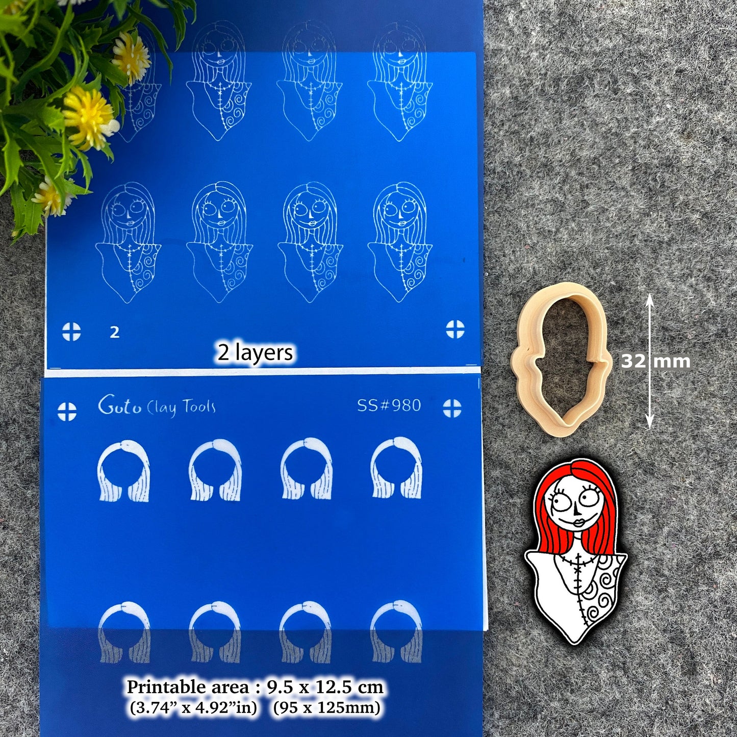 Halloween Sally Silkscreen for Polymer Clay Earring making, Clay Stencils, Clay Earring Silkscreen, Polymer Clay Supplies SS#980