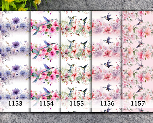 Water soluble Transfer paper for polymer clay, Hummingbird floral border transfer paper, polymer clay image transfers, magic transfer paper