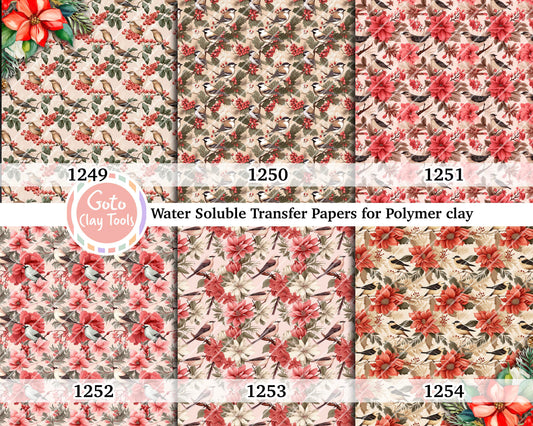 Water soluble Transfer paper for polymer clay, Christmas bird, polymer clay image transfers, magic transfer paper