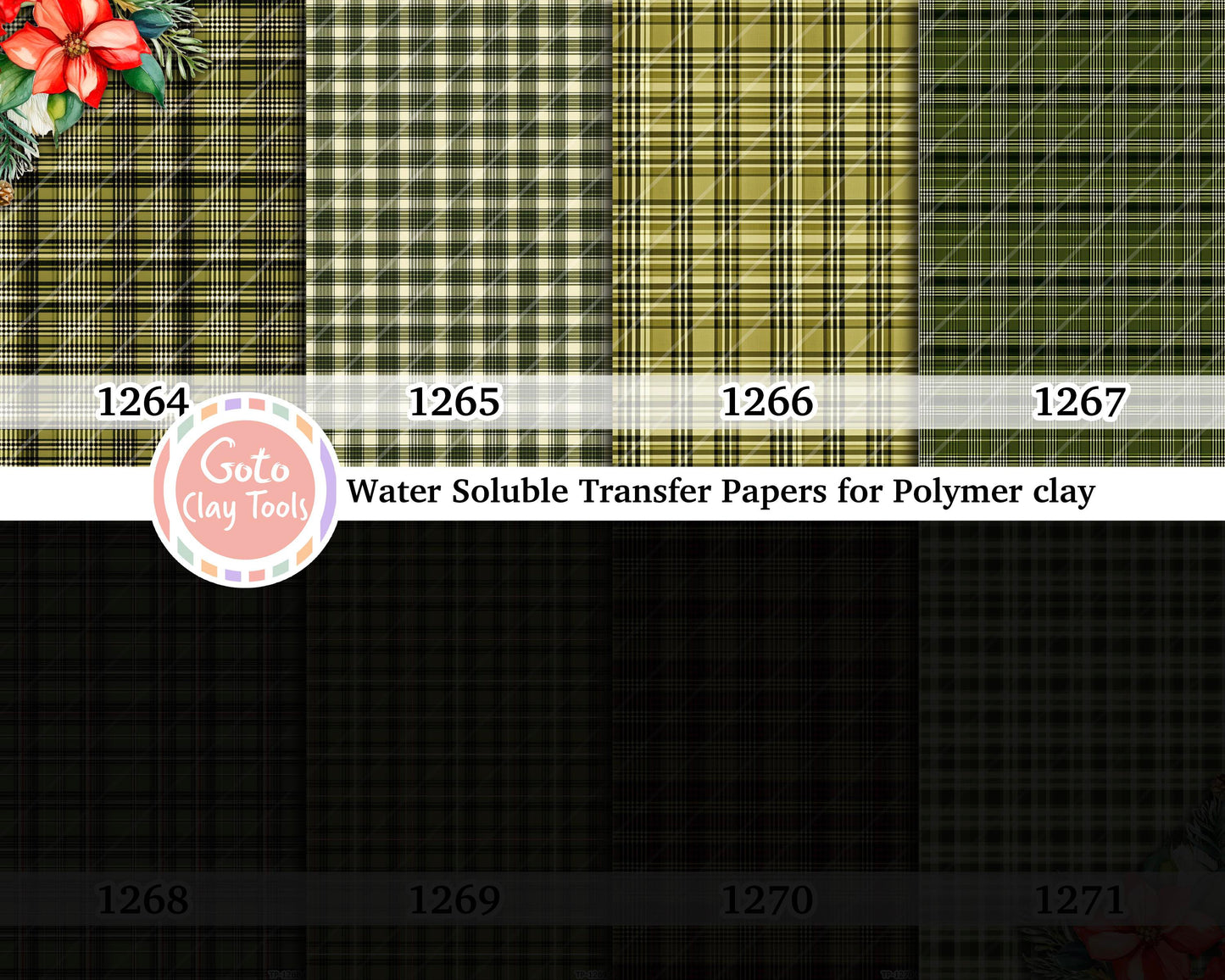 Water soluble Transfer paper for polymer clay, Green Plaid patterns, polymer clay image transfers, magic transfer paper