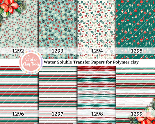 Water soluble Transfer paper for polymer clay, Christmas pattern, polymer clay image transfers, magic transfer paper