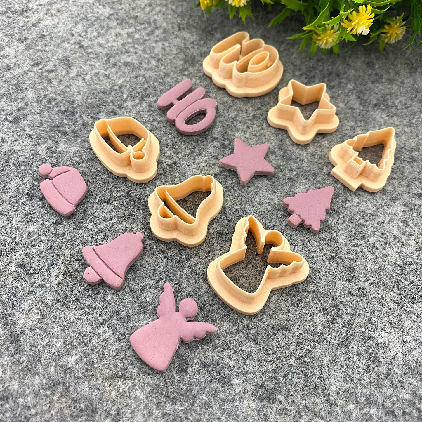 Christmas Clay cutters, Polymer Clay Cutters for Christmas | Winter Holiday Clay Earring Cutters | HO, Star, Xmas tree, Cap, Bell, Angel#676