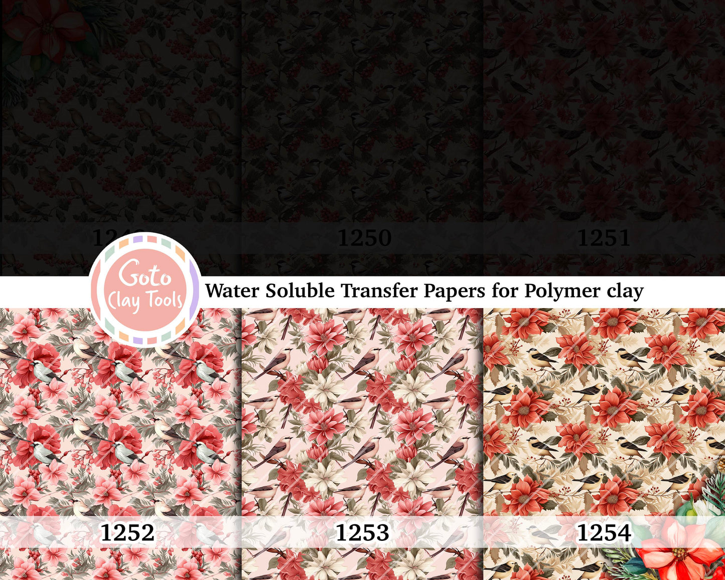 Water soluble Transfer paper for polymer clay, Christmas bird, polymer clay image transfers, magic transfer paper