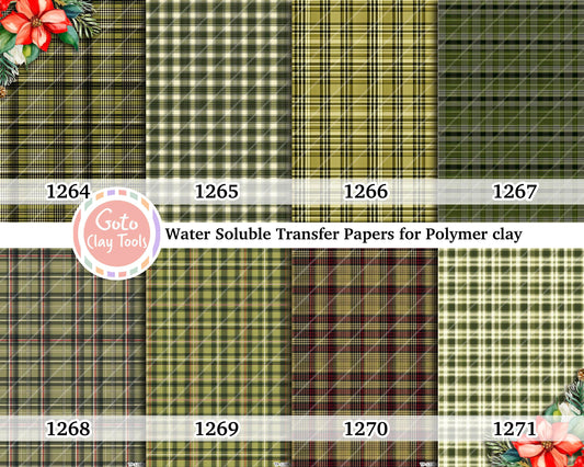 Water soluble Transfer paper for polymer clay, Green Plaid patterns, polymer clay image transfers, magic transfer paper