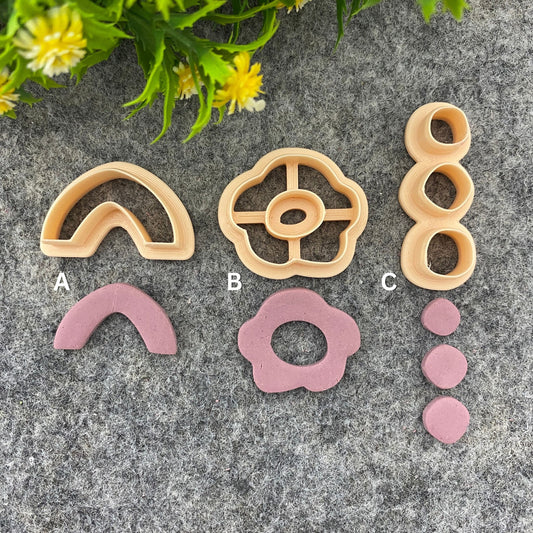 Arch clay cutter, earring polymer clay cutter, Flower shape, Three Circles jewellery cutter, Organic cutter Polymer clay tools #671