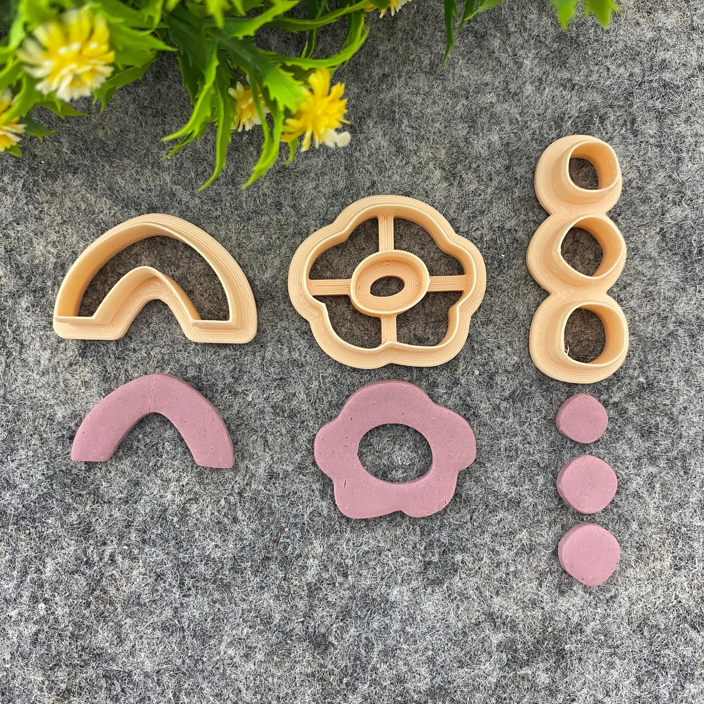 Arch clay cutter, earring polymer clay cutter, Flower shape, Three Circles jewellery cutter, Organic cutter Polymer clay tools #671