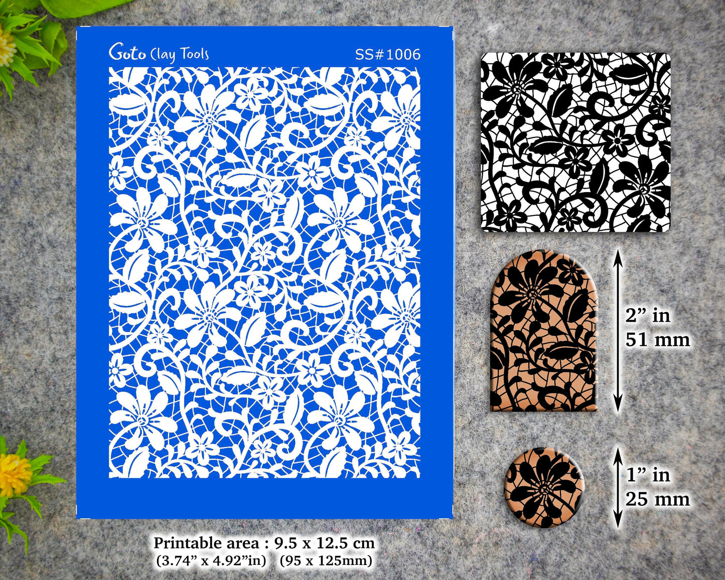 Lace Silkscreen for Polymer Clay Earring making, Clay Stencils, Clay Earring Silkscreen, Polymer Clay Supplies  SS#1006