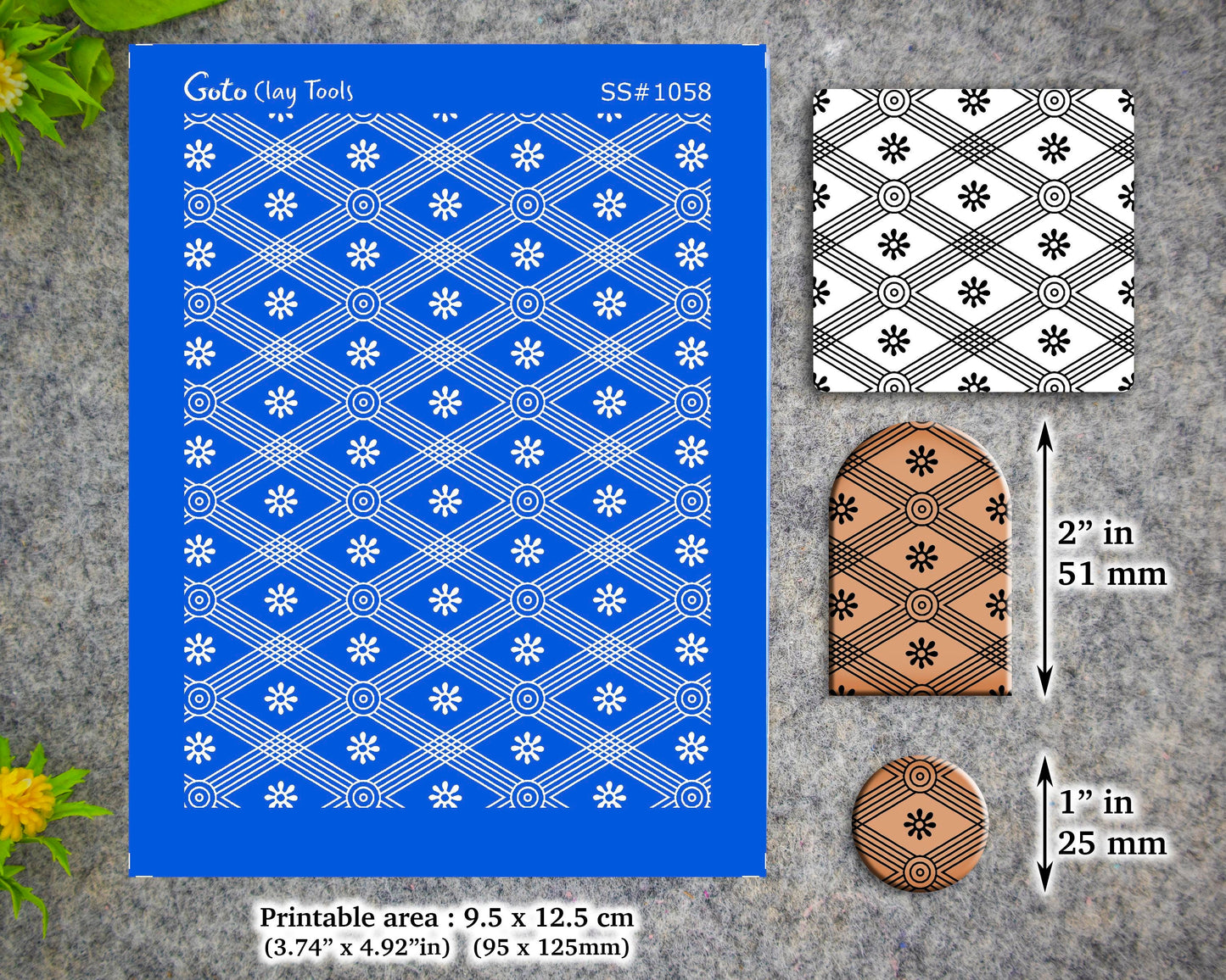 African Style Silkscreen for Polymer Clay Earring making, Clay Stencils, Clay Earring Silkscreen, Polymer Clay Supplies SS#1058
