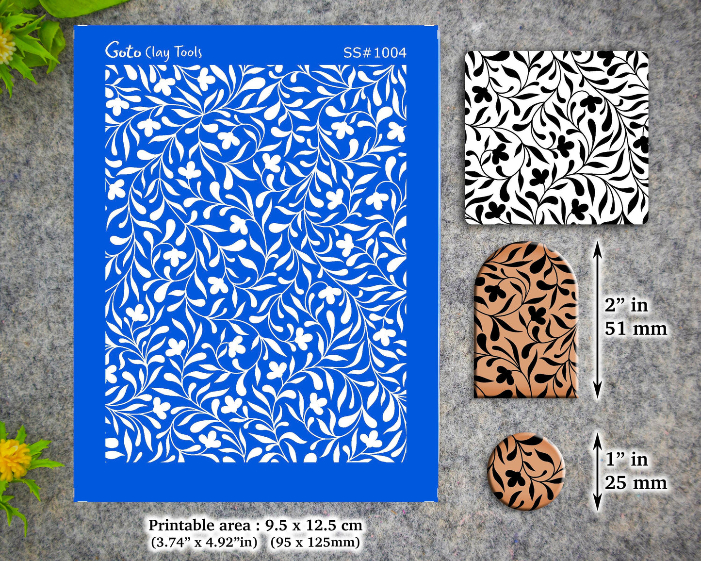 Leaves vine Silkscreen for Polymer Clay Earring making, Clay Stencils, Clay Earring Silkscreen, Polymer Clay Supplies  SS#1004