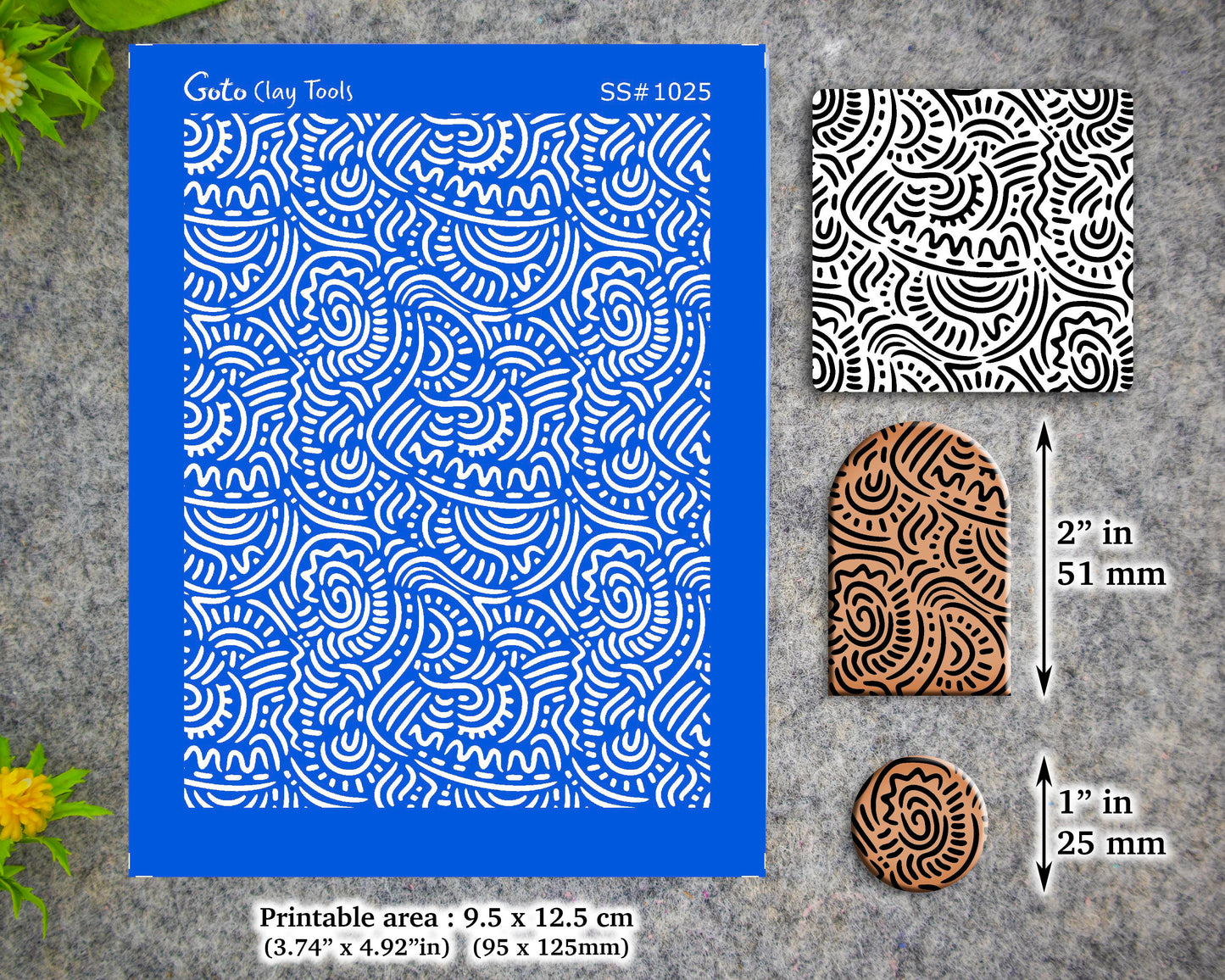 Abstract ethnic Silkscreen for Polymer Clay Earring making, Clay Stencils, Clay Earring Silkscreen, Polymer Clay Supplies  SS#1025