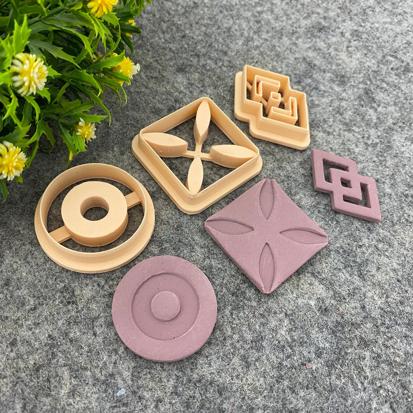 Adinkra symbol clay cutters, polymer clay cutter for earring making, African style clay cutters, Tribal cutters 687-Set-4