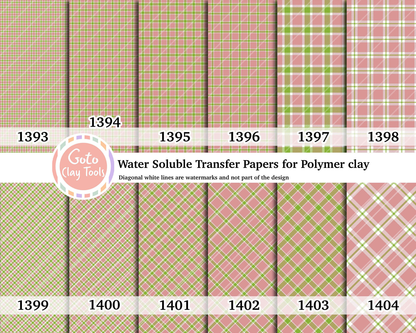 Christmas plaid Water soluble Transfer paper for polymer clay, polymer clay image transfers, magic transfer paper