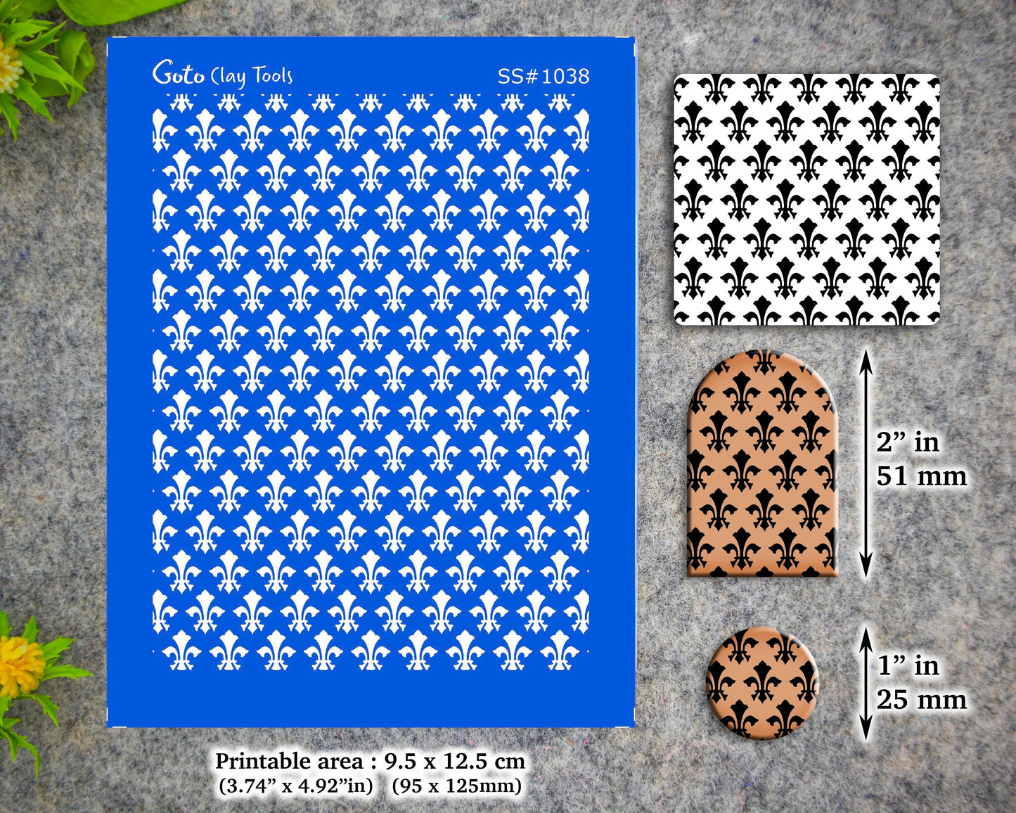 Fleur de lis Silkscreen for Polymer Clay Earring making, Clay Stencils, Clay Earring Silkscreen, Polymer Clay Supplies SS#1038