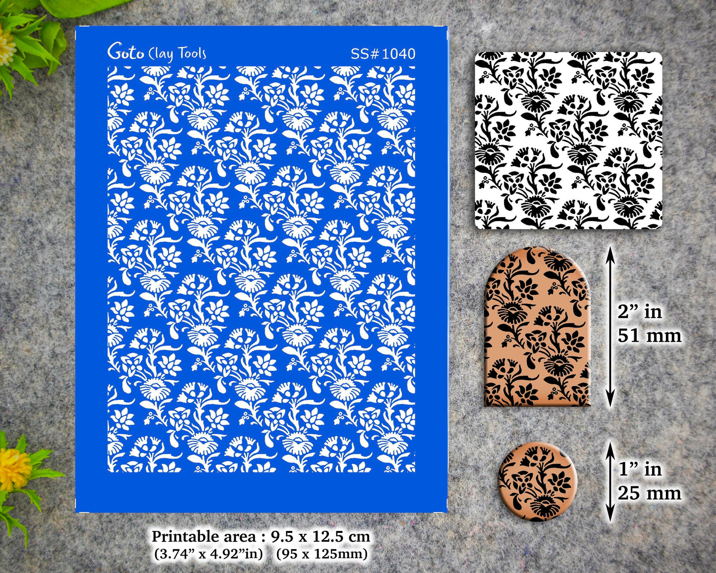 Floral Silkscreen for Polymer Clay Earring making, Clay Stencils, Clay Earring Silkscreen, Polymer Clay Supplies SS#1040