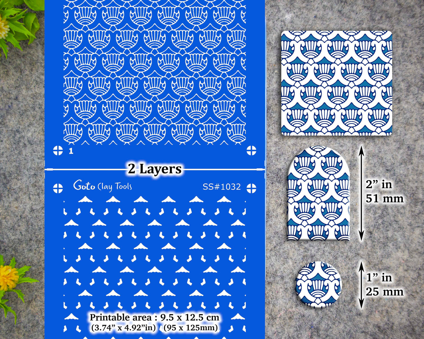 2 layers Ornamental Silkscreen for Polymer Clay Earring making, Clay Stencils, Clay Earring Silkscreen, Polymer Clay Supplies SS#1032